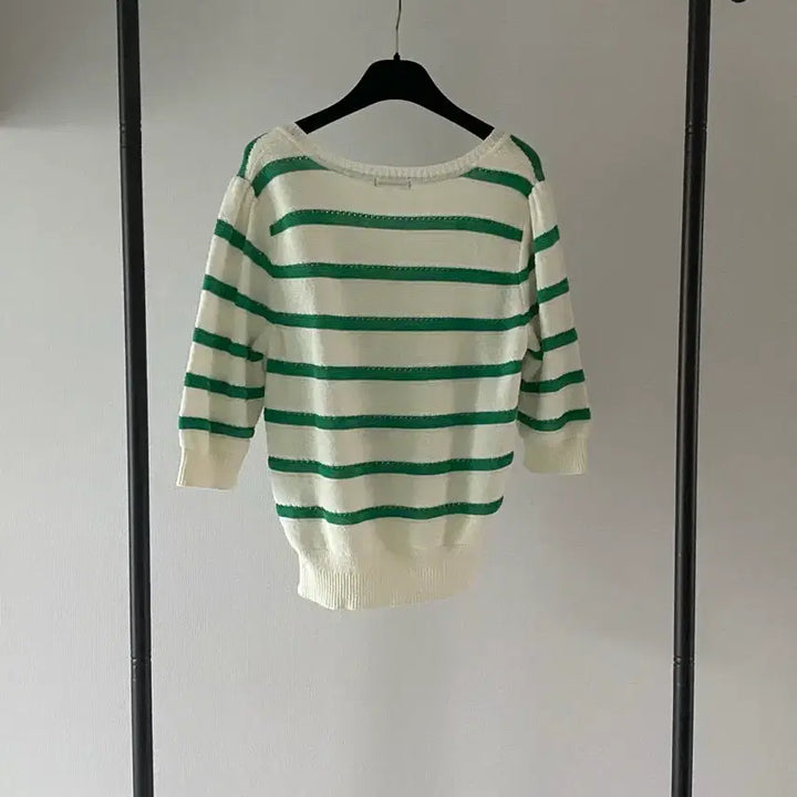 [BUNJANG] Sisley Green Stripe Knit Top / 시슬리 그린 스트라이프 니트 탑