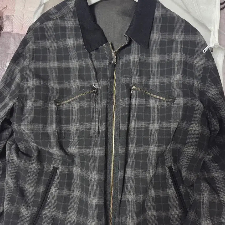[BUNJANG] Politeru Ramie Check Blouson (First Edition) Black/Olive / (4)폴리테루 라미체크 블루종 초판 블랙/올리브