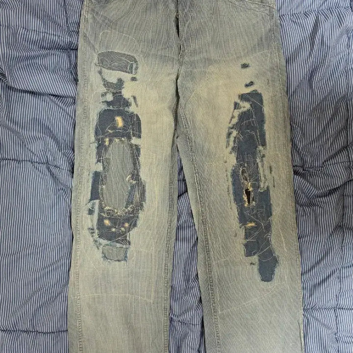 [BUNJANG] RRL Vintage Five Pocket Repair Indigo Pants / 더블알엘 빈티지 파이브 포켓 리페어 인디고 팬츠
