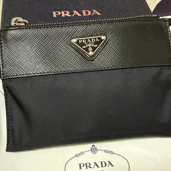 [BUNJANG] Prada Triangle Logo Mini Pouch Wallet 2MB031 / 프라다 트라이엥글 로고 미니 파우치 지갑 2MB031