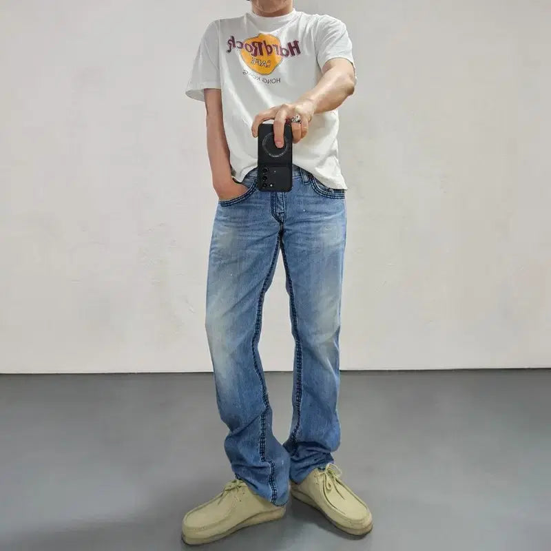 [BUNJANG] True Religion Straight Leg Jeans Denim Pants M0414 / 트루릴리전 스트레이트진 청바지 32 M0414