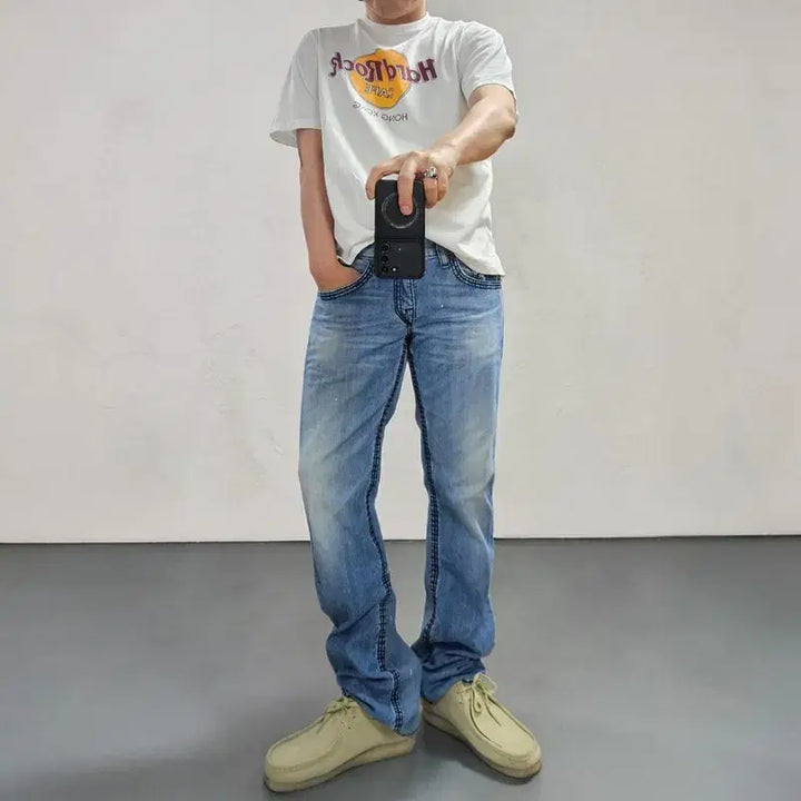 [BUNJANG] True Religion Straight Leg Jeans Denim Pants M0414 / 트루릴리전 스트레이트진 청바지 32 M0414
