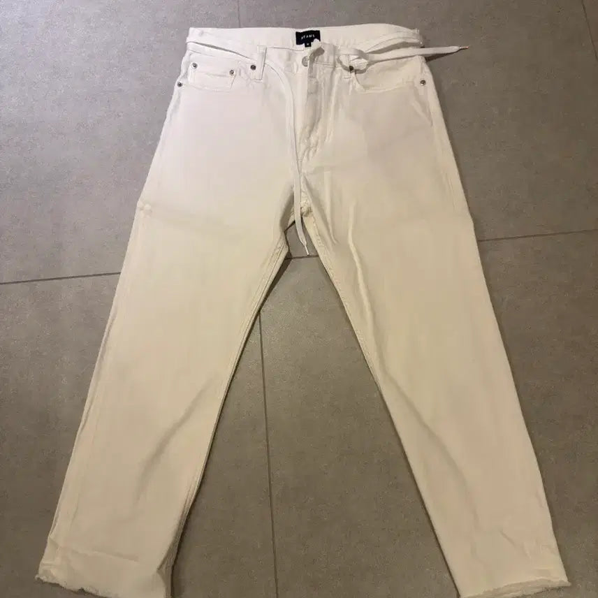 [BUNJANG] BEAMS White Cotton Pants Cut-off Hem String Waist / beams 화이트 팬츠