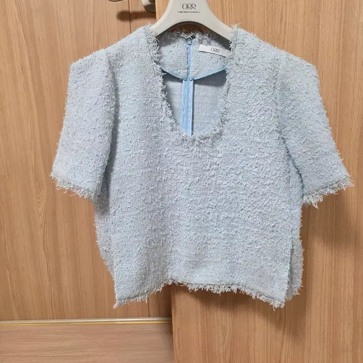 [BUNJANG] ORR Tweed Deep V-Neck Blouse (M) / 오르 ORR  트위드 딥넥 블라우스 M
