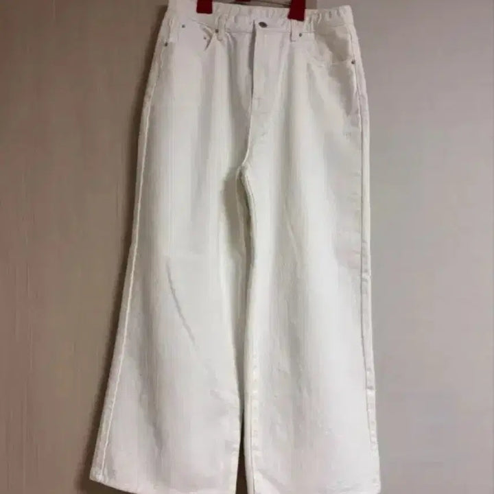[BUNJANG] High Waist Cotton Semi Wide Pants (White) / 하이웨스트 코튼 세미 와이드팬츠 (화이트)