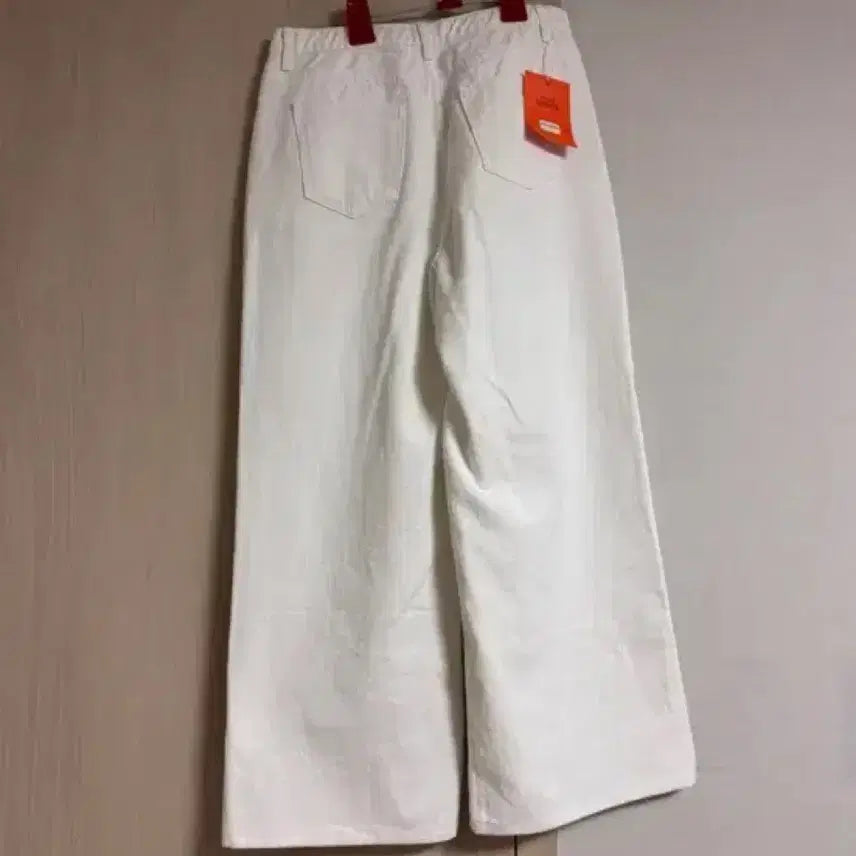 [BUNJANG] High Waist Cotton Semi Wide Pants (White) / 하이웨스트 코튼 세미 와이드팬츠 (화이트)