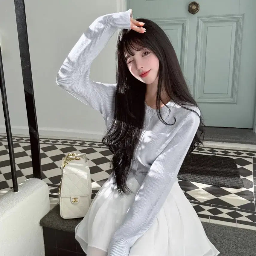 [BUNJANG] Mayyun Round Neck Cardigan (Lilac Blue) / 메이윤 자체제작 촉감대박 라운드넥 가디건 (라일락블루)