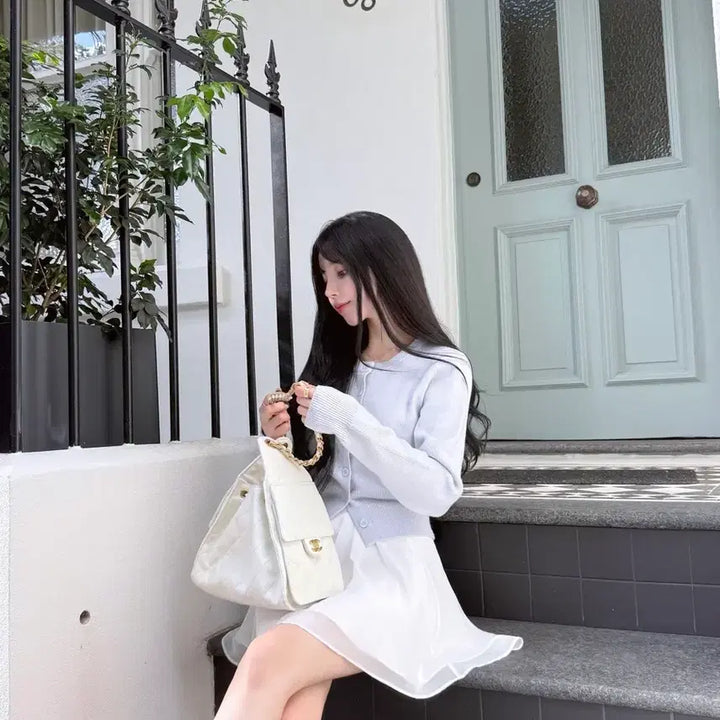 [BUNJANG] Mayyun Round Neck Cardigan (Lilac Blue) / 메이윤 자체제작 촉감대박 라운드넥 가디건 (라일락블루)