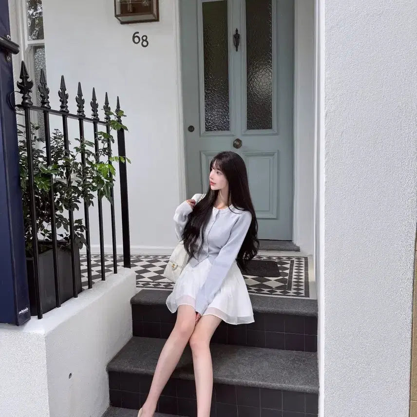 [BUNJANG] Mayyun Round Neck Cardigan (Lilac Blue) / 메이윤 자체제작 촉감대박 라운드넥 가디건 (라일락블루)