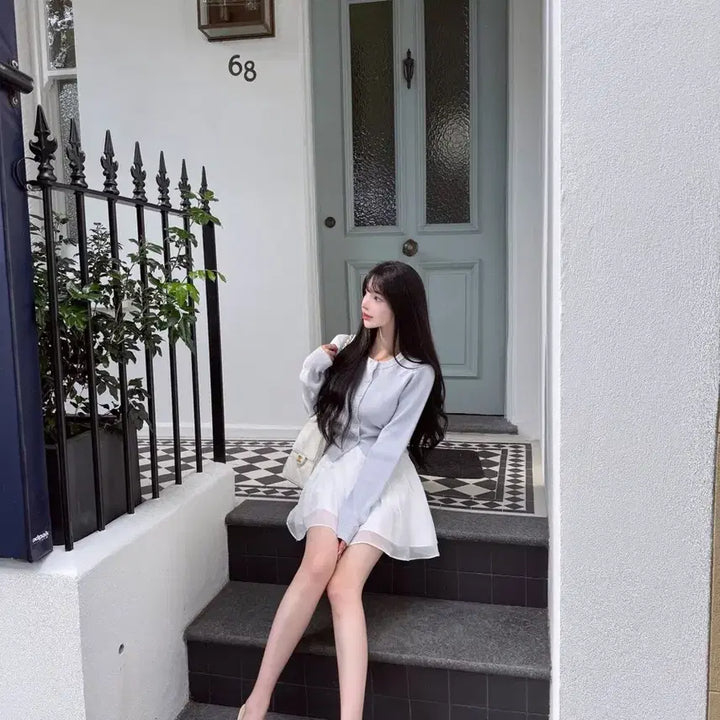 [BUNJANG] Mayyun Round Neck Cardigan (Lilac Blue) / 메이윤 자체제작 촉감대박 라운드넥 가디건 (라일락블루)