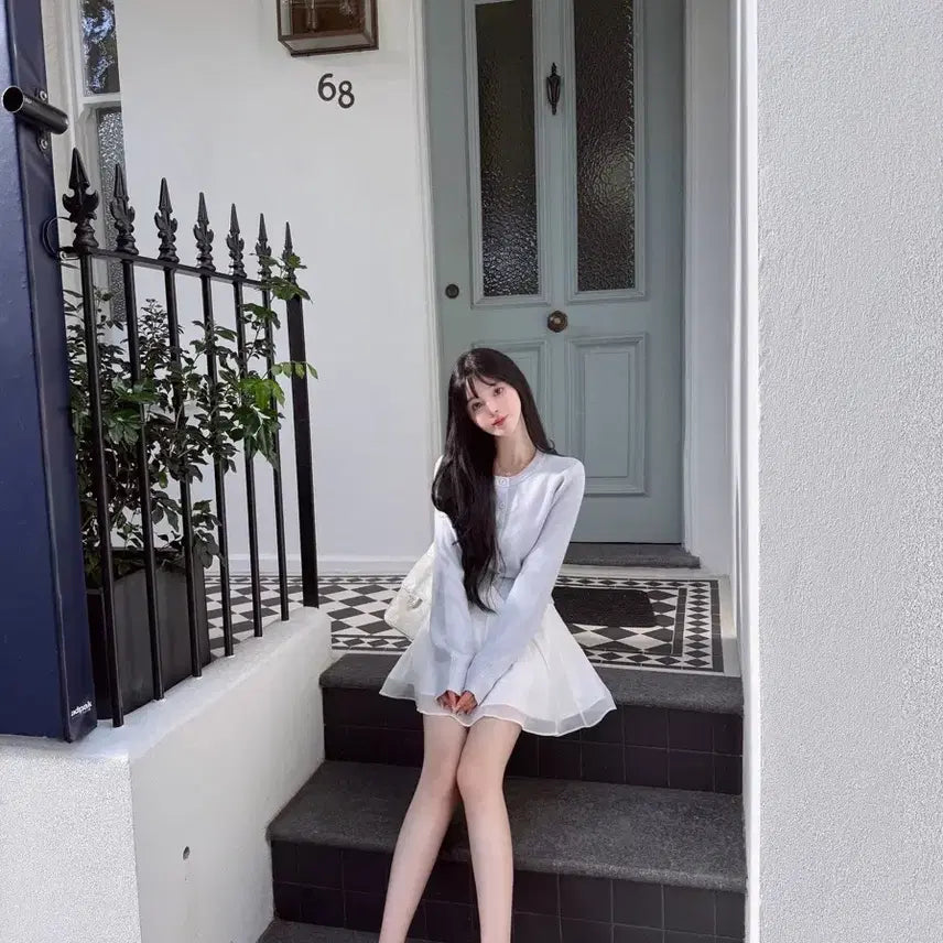 [BUNJANG] Mayyun Round Neck Cardigan (Lilac Blue) / 메이윤 자체제작 촉감대박 라운드넥 가디건 (라일락블루)