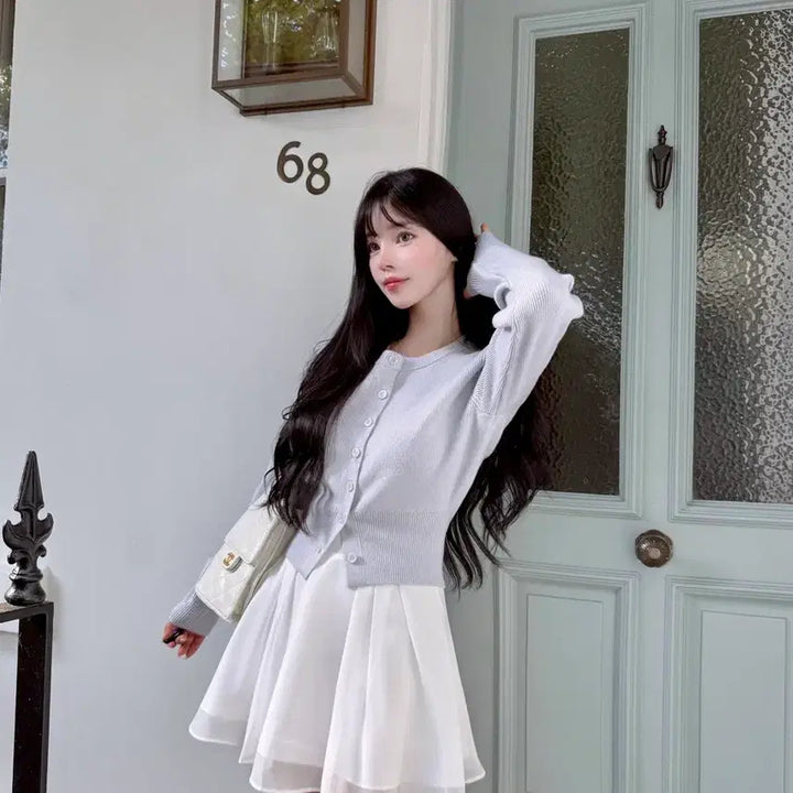 [BUNJANG] Mayyun Round Neck Cardigan (Lilac Blue) / 메이윤 자체제작 촉감대박 라운드넥 가디건 (라일락블루)