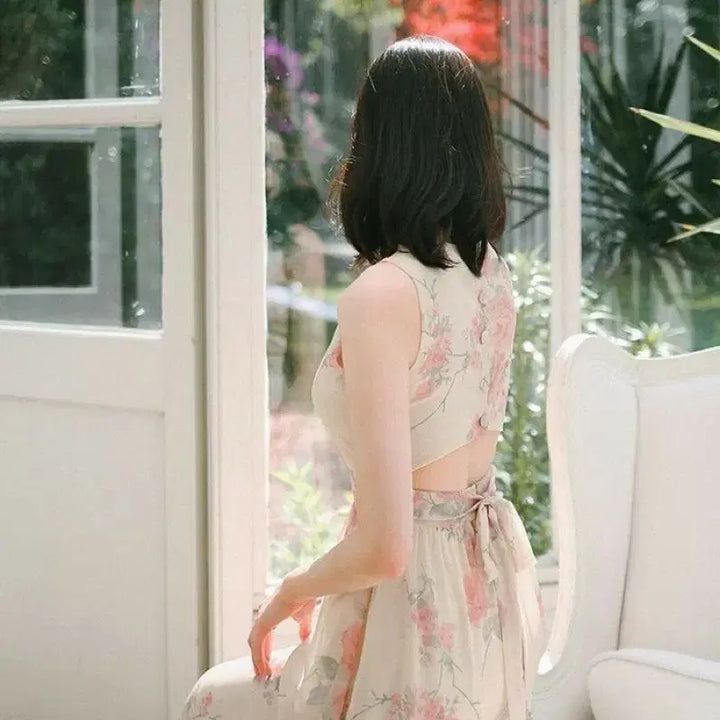 [BUNJANG] Milkcocoa Amelie Chiffon Floral Maxi Dress / 밀크코코아 아멜리에 청순 나시 쉬폰 플라워 롱원피스