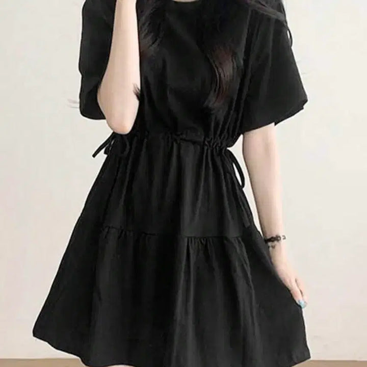 [BUNJANG] Black Ruffle Mini Dress - Size M / 블랙 반팔 캉캉 미니 원피스M[새제픔]