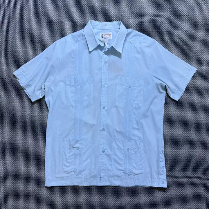 [BUNJANG] Vintage Short Sleeve Cuban Shirt Blue / 빈티지 반팔 쿠바 셔츠(kold_8460)