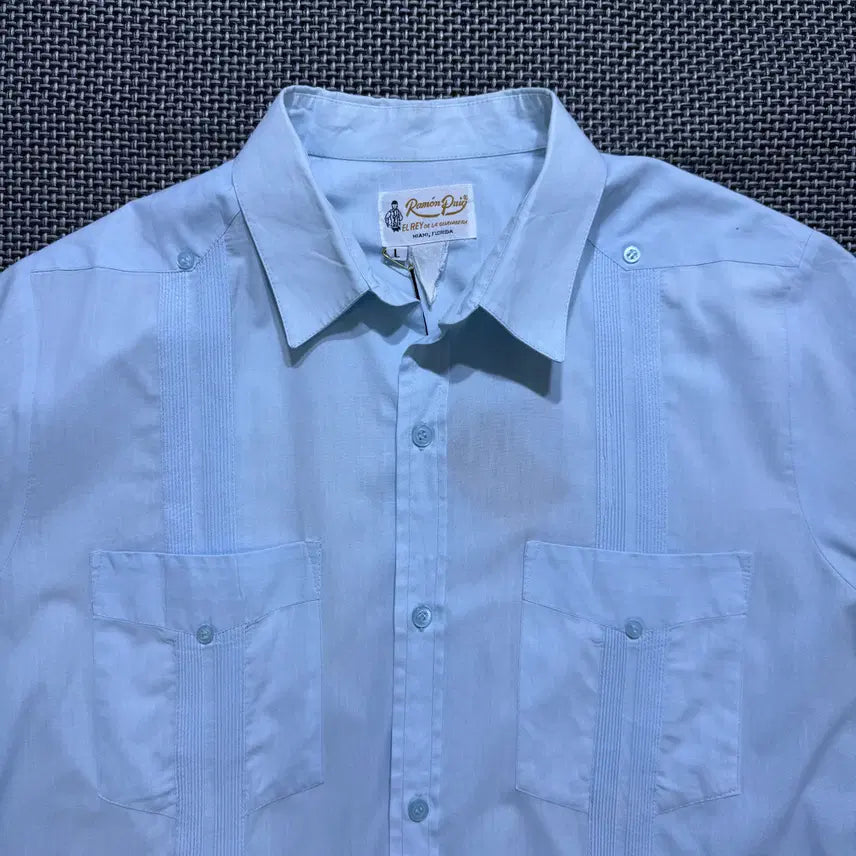 [BUNJANG] Vintage Short Sleeve Cuban Shirt Blue / 빈티지 반팔 쿠바 셔츠(kold_8460)
