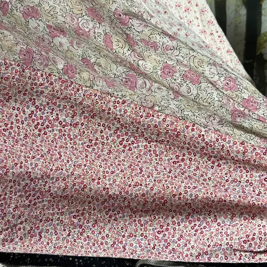 [BUNJANG] Katie Pink Floral Patchwork Dress Mori Girl Style / 일본 katie 케이티 잔꽃 패치워크 패치 원피스 모리 모리걸