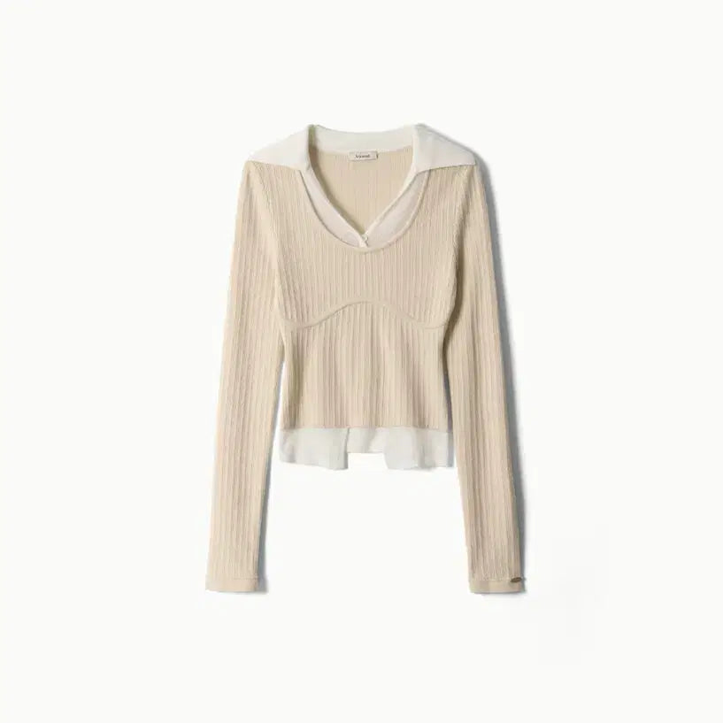 [BUNJANG] Avie Muah Wave Collar Knit Cream / Avie muah 웨이브 카라 니트 크림 아비에무아