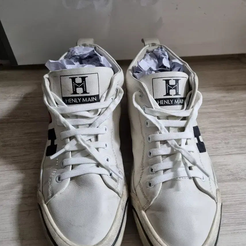 [BUNJANG] Henry Main White Leather Sneakers / 헨리메인 흰색 가죽스니커즈 운동화 260
