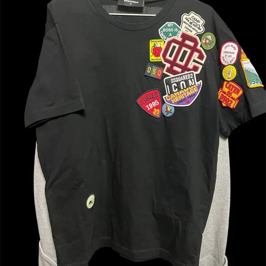 [BUNJANG] Dsquared2 Patch Short Sleeve T-Shirt Black XL / 디스퀘어드2 패치 반팔 티셔츠 블랙
