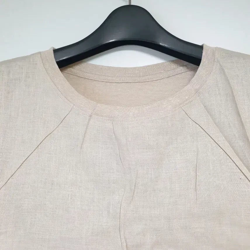 [BUNJANG] Linen Short Sleeve T-Shirt Beige / 린넨 반팔 티셔츠 베이지