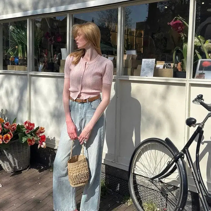 [BUNJANG] Archive J2U Essential Half Cable Knit (Rose Water) / 아카이브 제이투유 에센셜 하프 케이블 니트 (rose water)