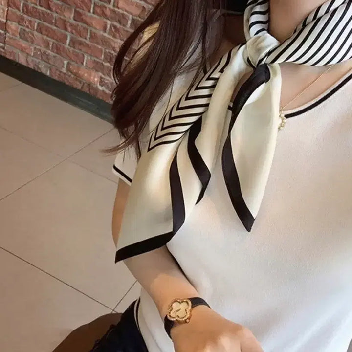[BUNJANG] White Stripe Scarf New / 화이트 스트라이프 스카프(새상품)