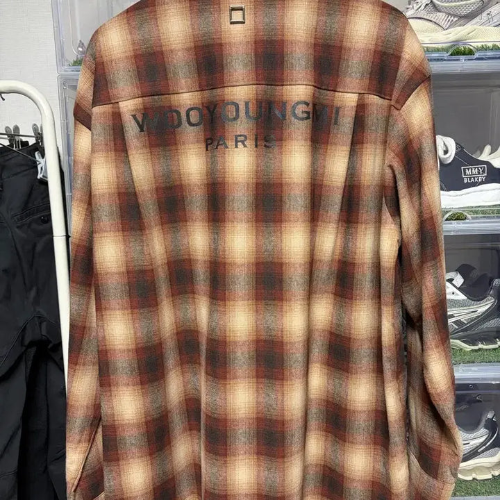 [BUNJANG] Wooyoungmi FW24 Back Logo Check Shirt Brown Size 44 / 우영미24fw백로고체크셔츠브라운44사이즈
