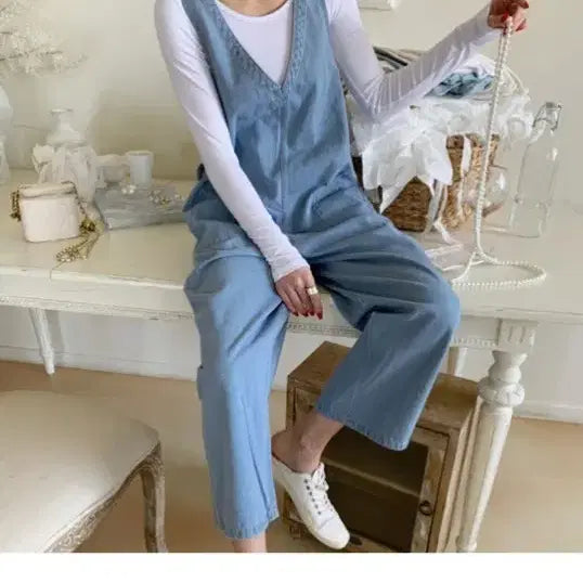[BUNJANG] Light Wash Denim Overalls Pants / 데님멜빵바지