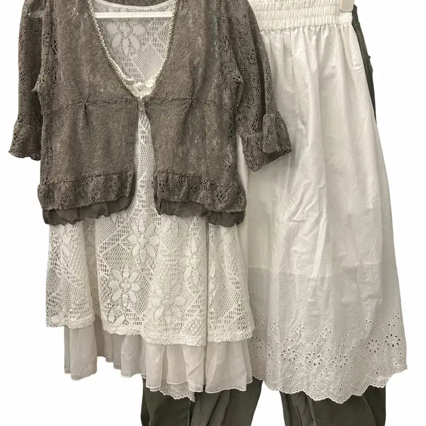 [BUNJANG] Mori Girl Vintage Set with Lace Details / 모리걸 빈티지 세트