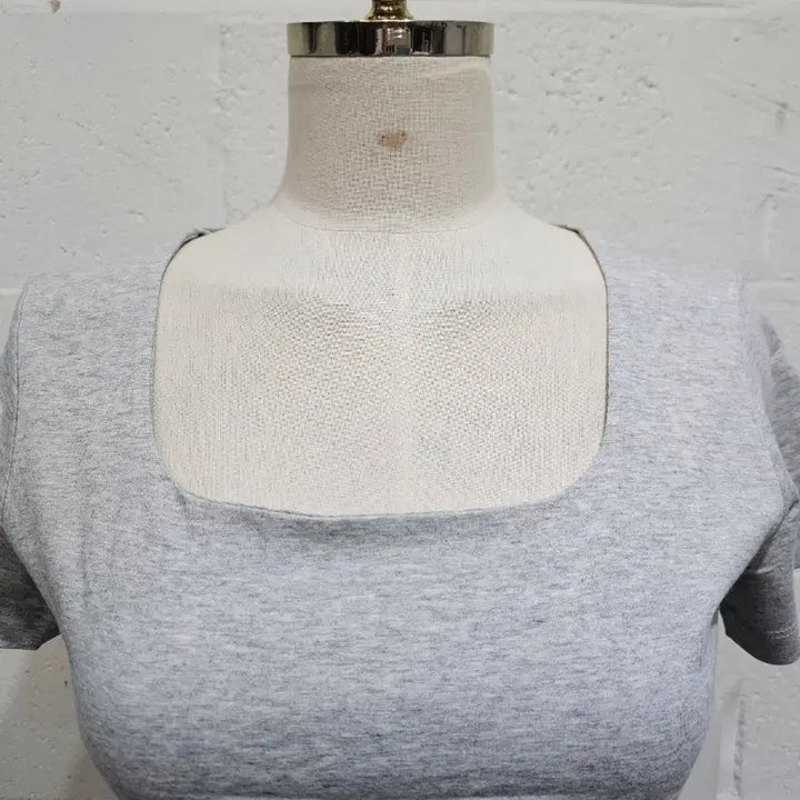 [BUNJANG] Loose Fit Double Lined Cropped Short Sleeve T-Shirt - Light Grey / 여유핏 이중안감 크롭 반팔- 연그레이