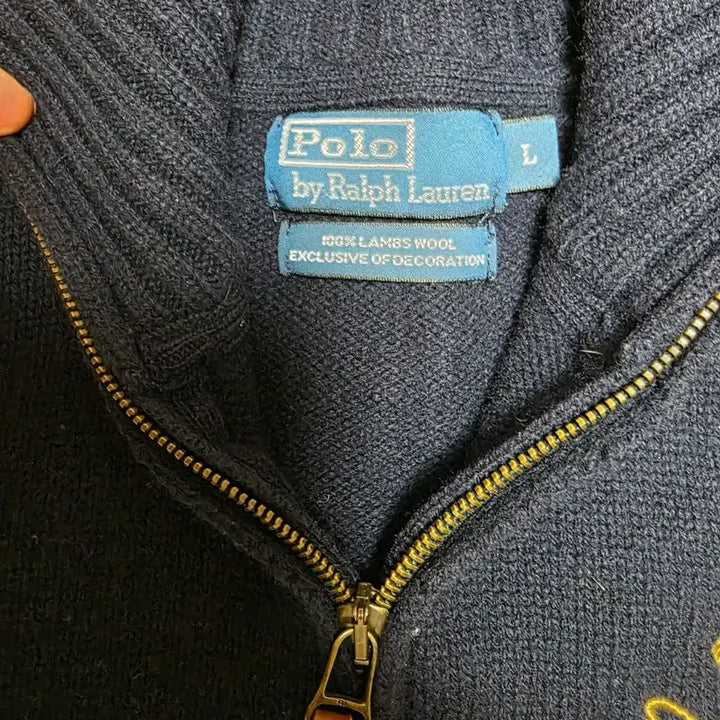 [BUNJANG] Polo Ralph Lauren Lambswool Racing Stables Zip-Up Knit (L) / [정품] 폴로 랄프로렌 램스울 레이싱 스테이블 집업 니트 (L)
