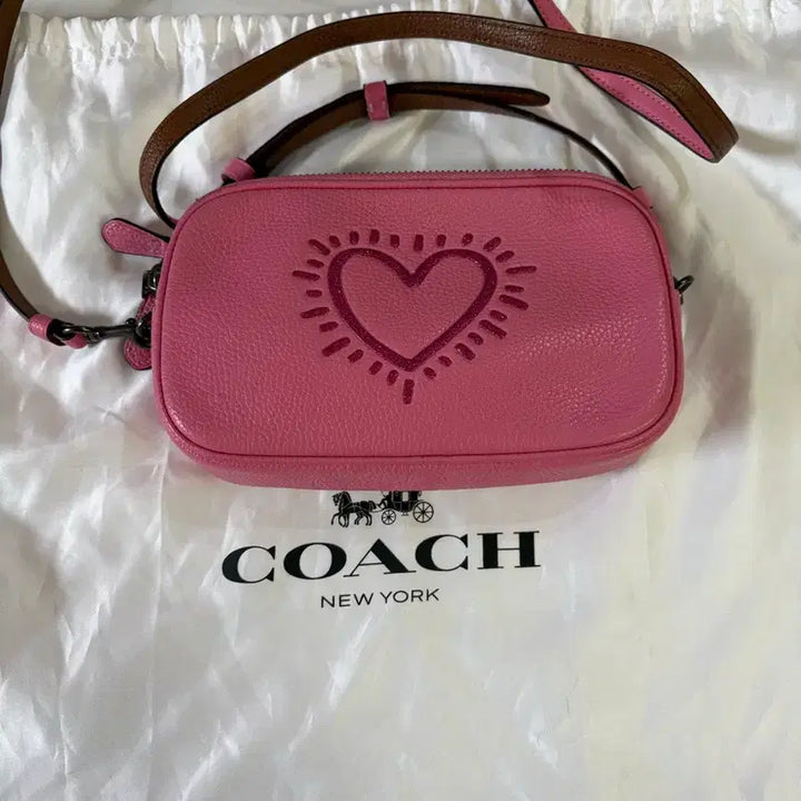 [BUNJANG] Coach Heart Pink Mini Crossbody Bag / 코치 하트 핑크 크로스백 미니백
