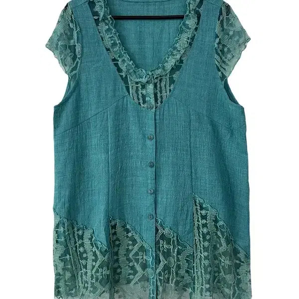 [BUNJANG] M-L Mori Girl See-through Layered Short Sleeve Blouse / [M-L] JPN 모리걸 시스루레이어드 반팔블라우스