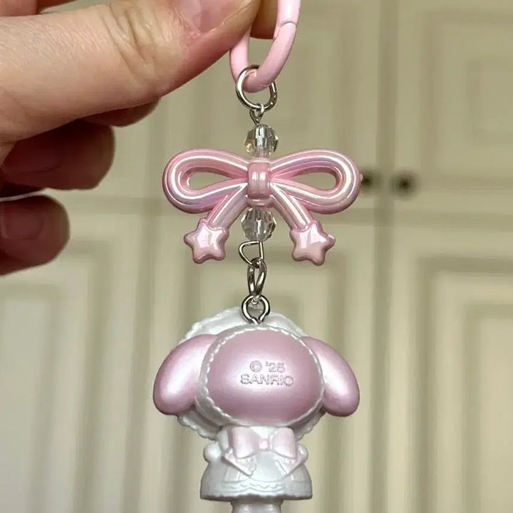 [BUNJANG] Sanrio My Melody Figure Keyring with Ribbon and Cubic / 산리오 마이멜로디 피규어 키링