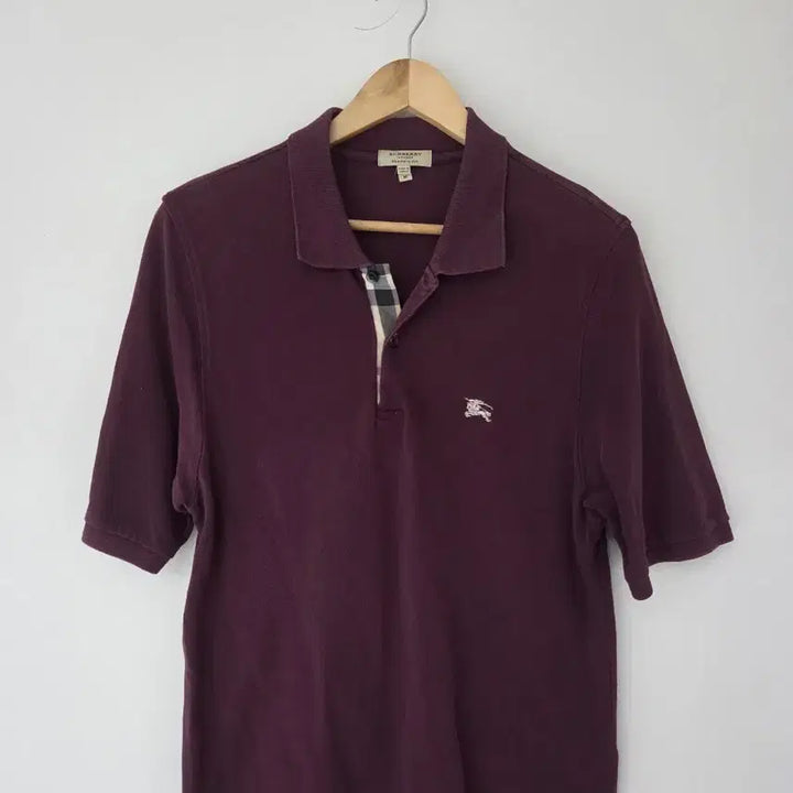 [BUNJANG] Burberry Authentic Burgundy Short Sleeve Polo Shirt (Size 95) / 버버리 정품 와인색 반팔카라티(95사이즈)