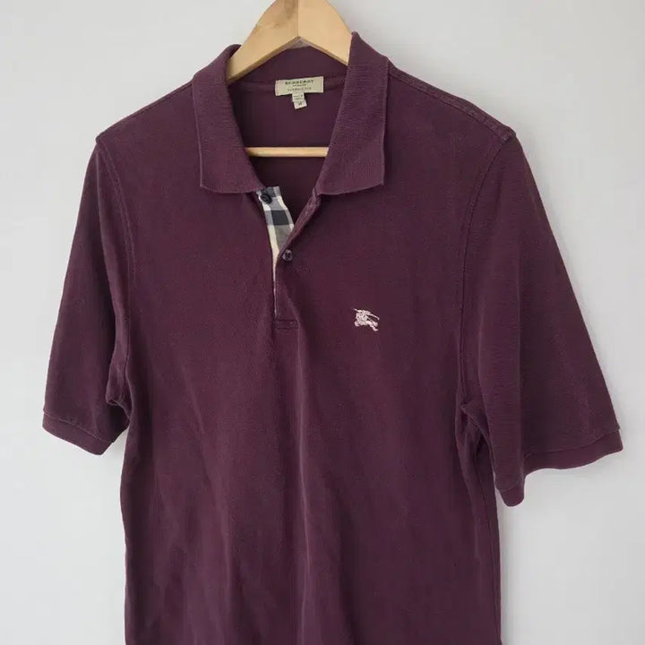 [BUNJANG] Burberry Authentic Burgundy Short Sleeve Polo Shirt (Size 95) / 버버리 정품 와인색 반팔카라티(95사이즈)