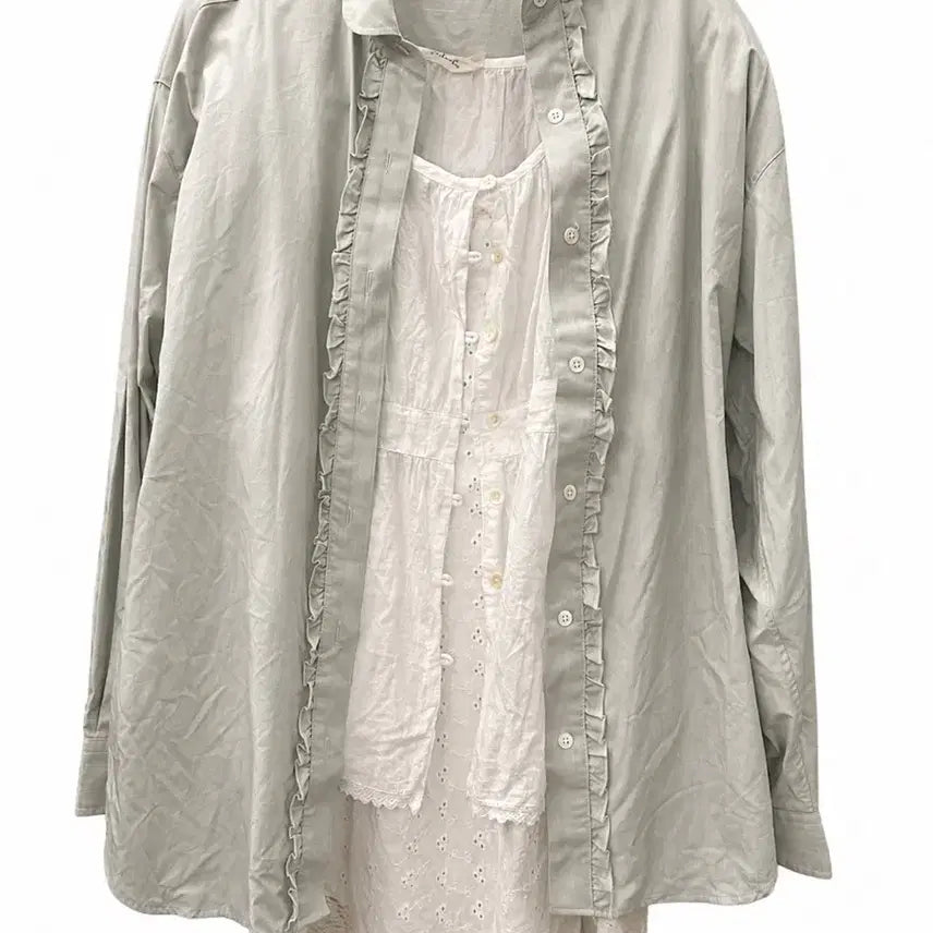[BUNJANG] Layered Shirt Dress Set / 레이어드 셔츠 원피스 세트 모리걸 빈티지