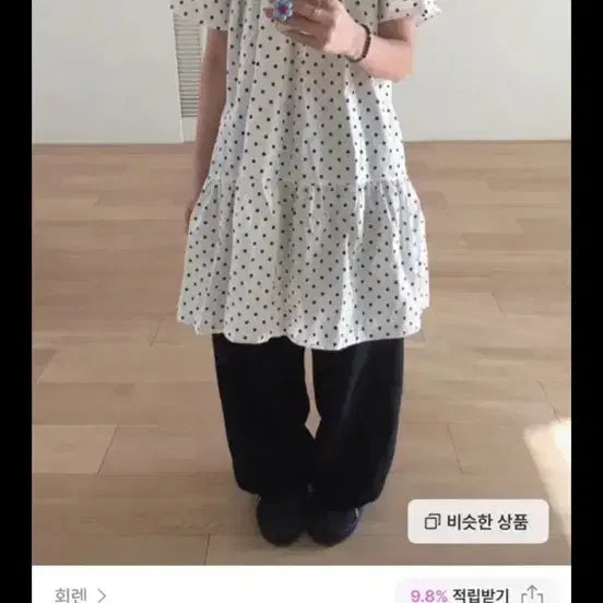 [BUNJANG] Layered Dot Print Short Sleeve Dress / 레이어드 도트 반팔 원피스/김아홉 빈블 바온 회렌 미쏘 에잇세컨즈 스파오