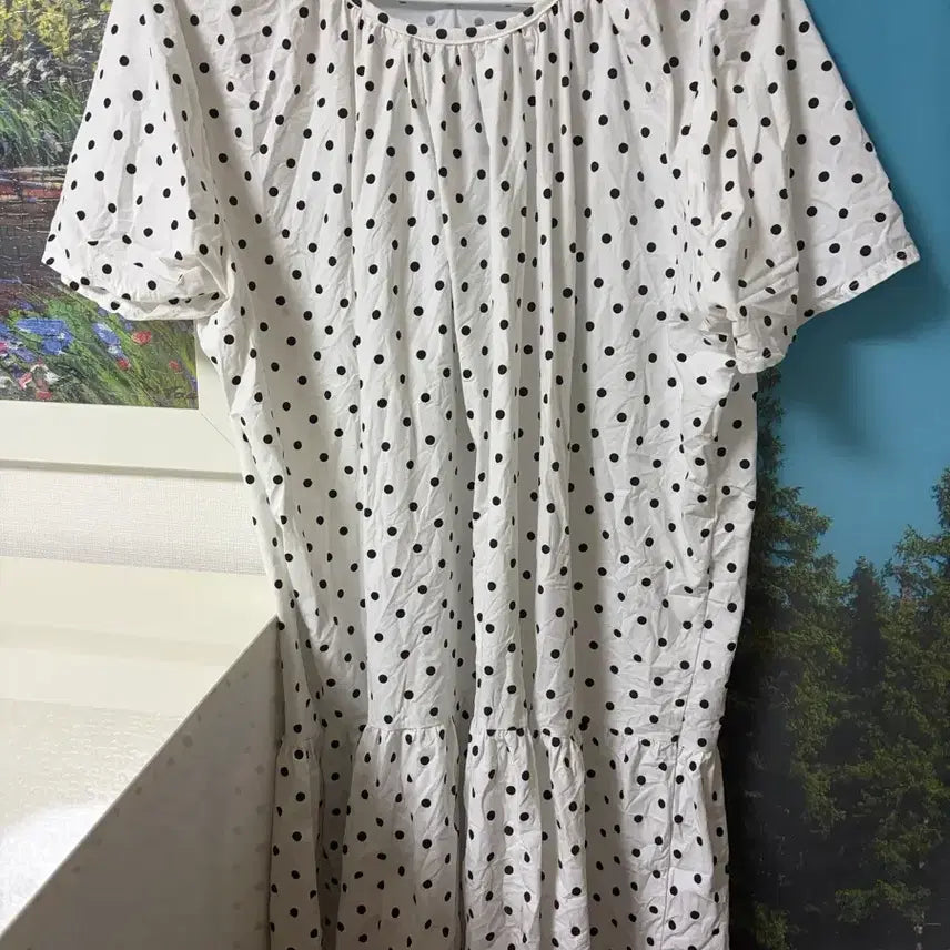 [BUNJANG] Layered Dot Print Short Sleeve Dress / 레이어드 도트 반팔 원피스/김아홉 빈블 바온 회렌 미쏘 에잇세컨즈 스파오