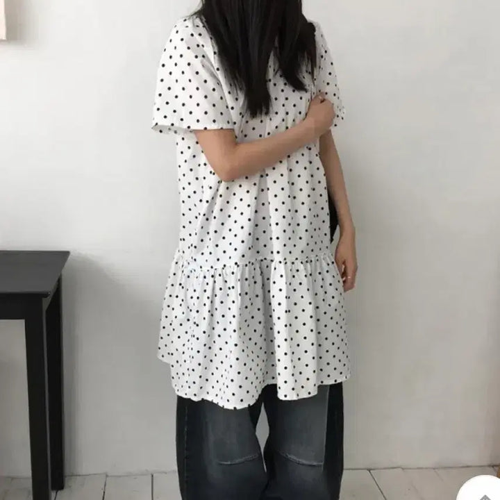 [BUNJANG] Layered Dot Print Short Sleeve Dress / 레이어드 도트 반팔 원피스/김아홉 빈블 바온 회렌 미쏘 에잇세컨즈 스파오