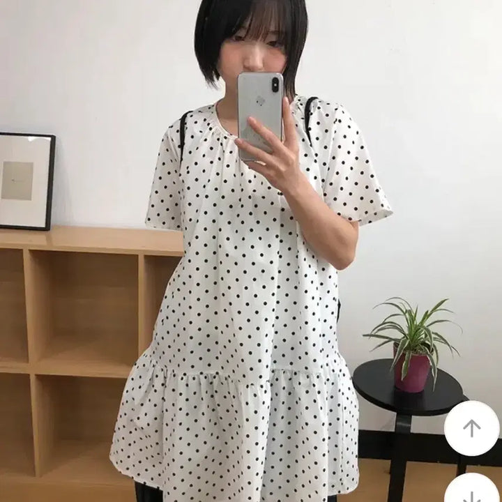 [BUNJANG] Layered Dot Print Short Sleeve Dress / 레이어드 도트 반팔 원피스/김아홉 빈블 바온 회렌 미쏘 에잇세컨즈 스파오