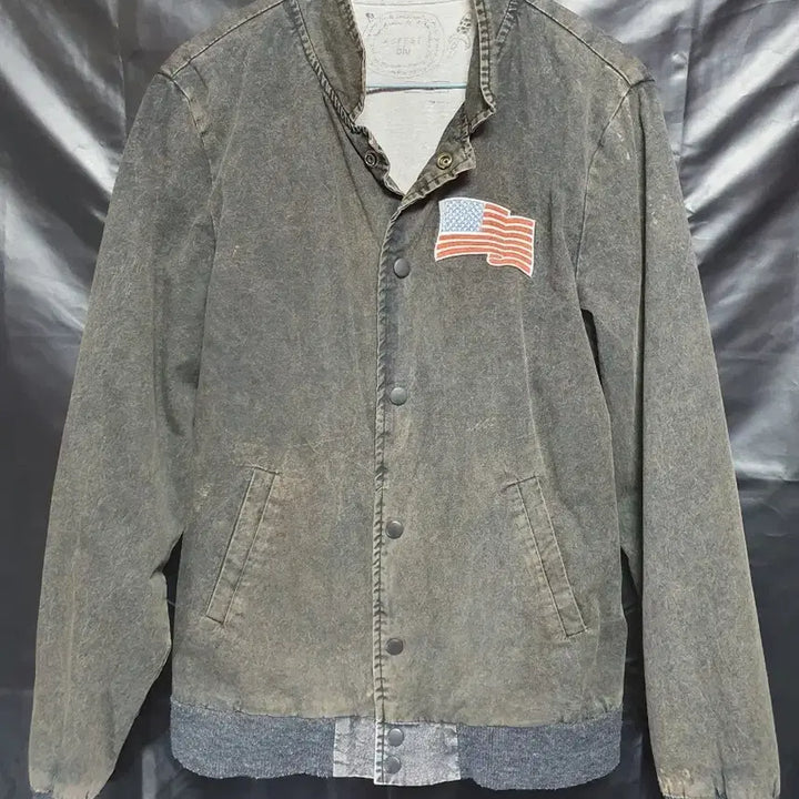 [BUNJANG] Aspesi Blu Italian Heritage Denim Jacket with US Flag Patch / ASPESI BLU(아스페시 블루) 미국 국기 패치 워싱 데님 쟈켓