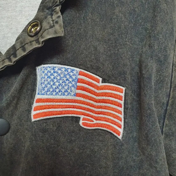 [BUNJANG] Aspesi Blu Italian Heritage Denim Jacket with US Flag Patch / ASPESI BLU(아스페시 블루) 미국 국기 패치 워싱 데님 쟈켓