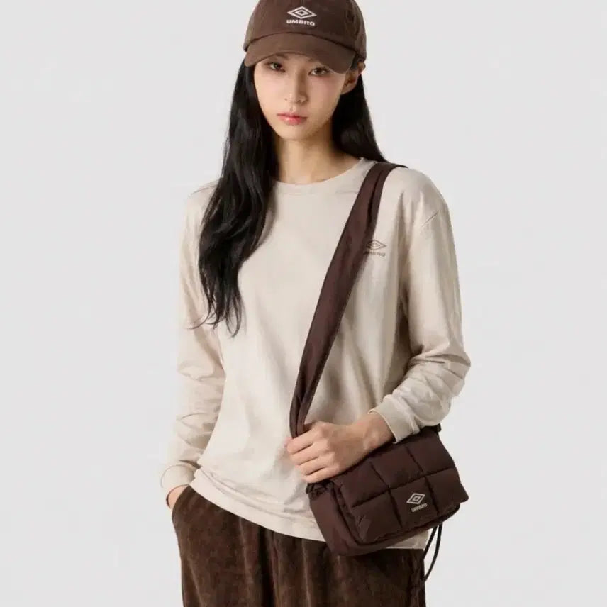 [BUNJANG] Umbro 2-Way 3-Way Quilted Crossbody Mini Bag - Brown / 엄브로 2way 3way 브라운 퀼팅 크로스백 미니백