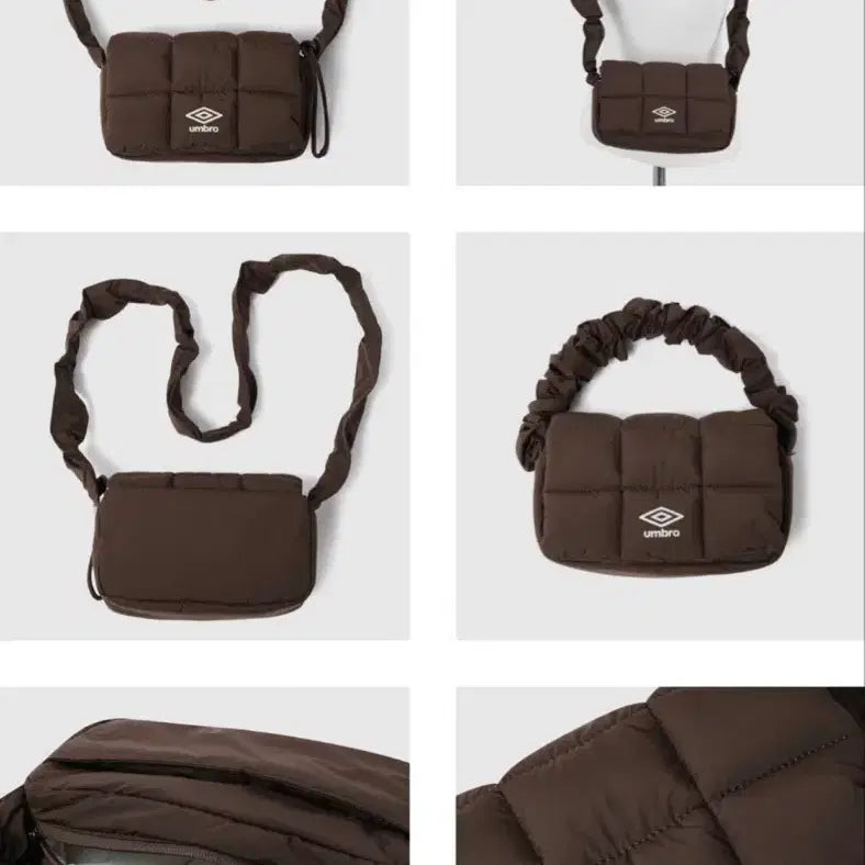 [BUNJANG] Umbro 2-Way 3-Way Quilted Crossbody Mini Bag - Brown / 엄브로 2way 3way 브라운 퀼팅 크로스백 미니백