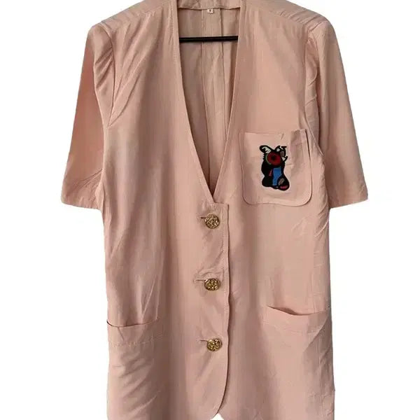 [BUNJANG] TAKE NISHIDA Embroidered Patch Gold Button Short Sleeve Jacket / [M] TAKEO NISHIDA 자수패치 금장단추 반팔자켓
