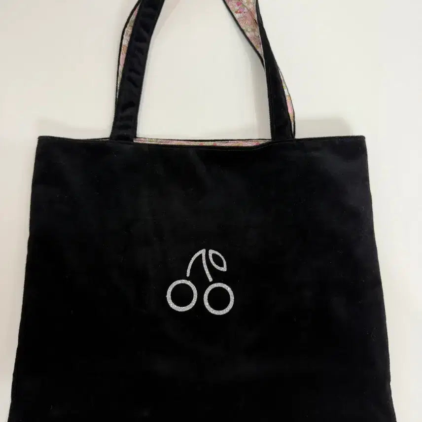 [BUNJANG] MARMAR Velvet Black Cherry Tote Bag / 마르마르 벨벳 블랙 체리  토트백