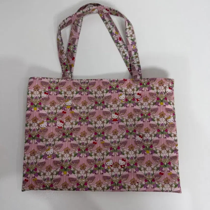 [BUNJANG] MarMar Kitty Cherry Pattern Tote Bag Pink / 마르마르 키티 체리 패턴 핑크색 토트백
