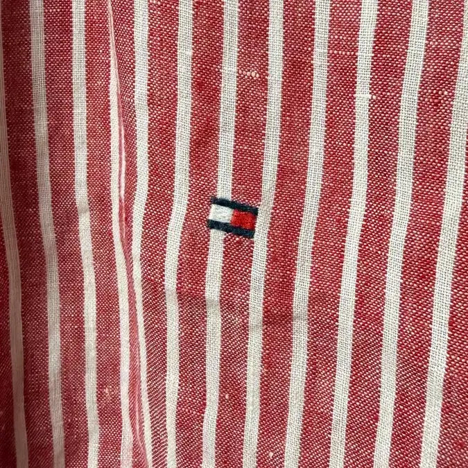 [BUNJANG] Tommy Hilfiger Premium Linen Red Stripe Shirt L / 타미힐피거 레드 스트라이프 린넨 셔츠
